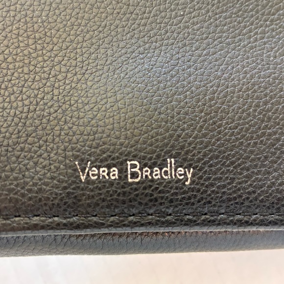 Vera Bradley Black Leather Zip Around Wallet/Wristlet - Picture 3 of 14